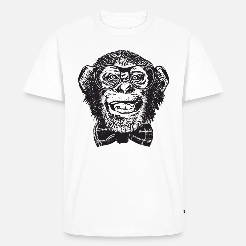 Affe Nerd - Männer Premium Bio T-Shirt - Weiß