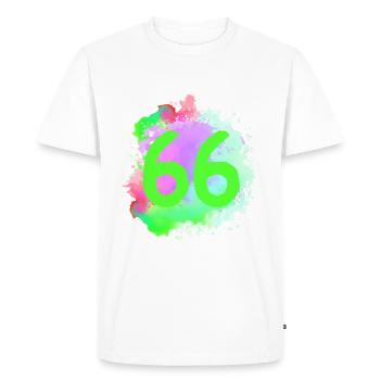66 Number of blobs - Men's Premium Organic T-Shirt - white - Front - Nico (187cm)