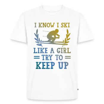 Skiez comme une fille - T-shirt Premium bio Homme - blanc - Devant - Nico (187cm)