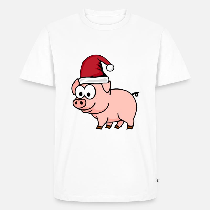 Schwein Comic Weihnachten - Männer Premium Bio T-Shirt - Weiß