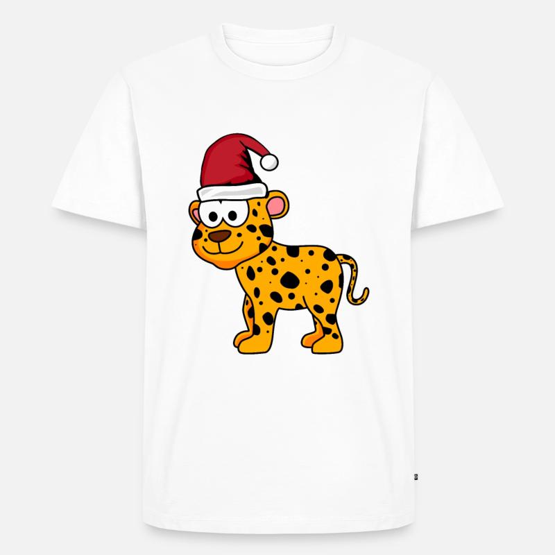Léopard Comic Christmas - T-shirt Premium bio Homme - blanc