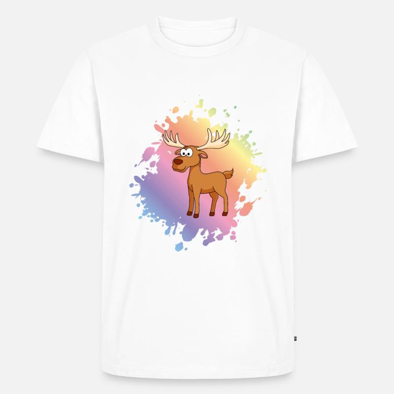 Elch Comic Tier - Männer Premium Bio T-Shirt - Weiß