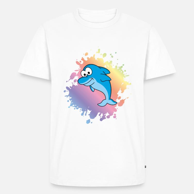 Delfin Comic Tier - Männer Premium Bio T-Shirt - Weiß