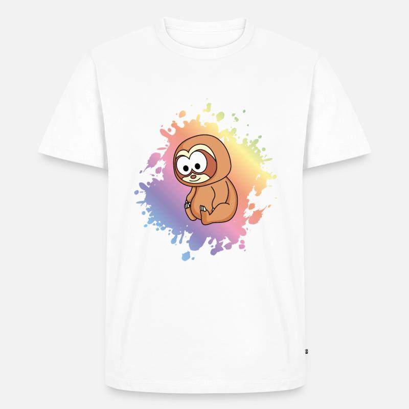 Faultier Comic Tier - Männer Premium Bio T-Shirt - Weiß