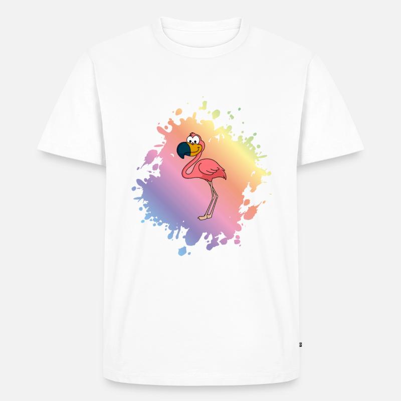 Flamingo Comic Tier - Männer Premium Bio T-Shirt - Weiß