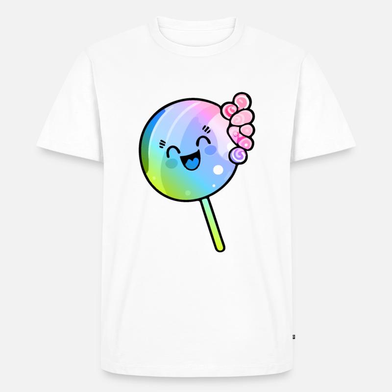 Lollipop Comic Bunt - Männer Premium Bio T-Shirt - Weiß