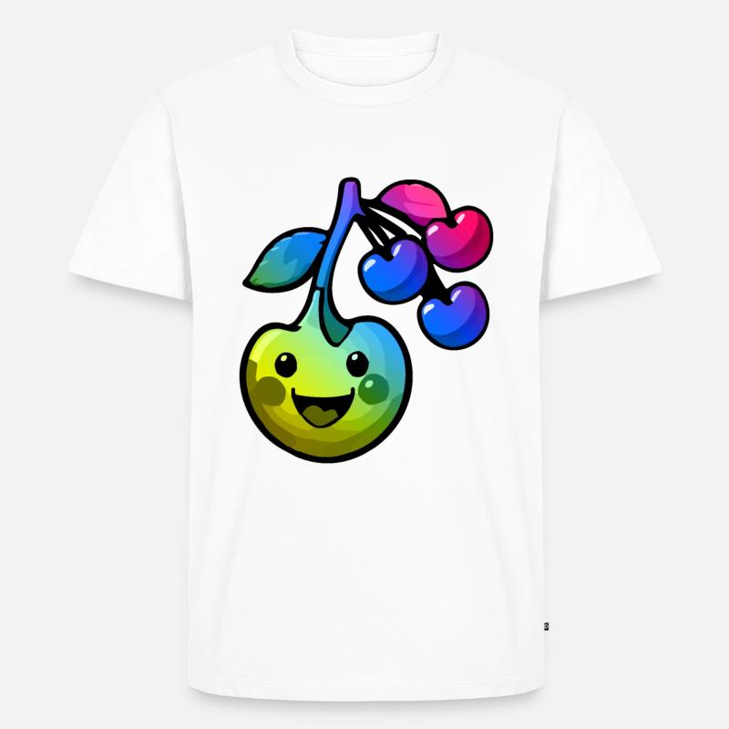 Kirsche Comic Bunt - Männer Premium Bio T-Shirt - Weiß