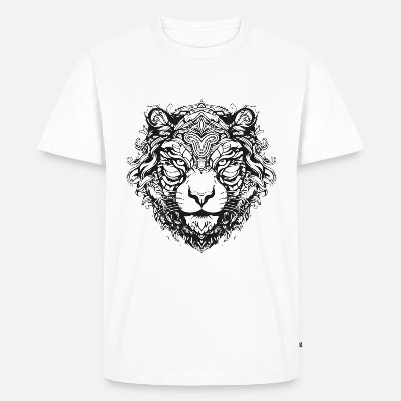 Tiger Mandala Boho - Männer Premium Bio T-Shirt - Weiß
