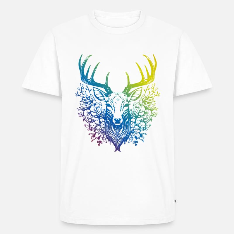 Hirsch Mandala Boho - Männer Premium Bio T-Shirt - Weiß