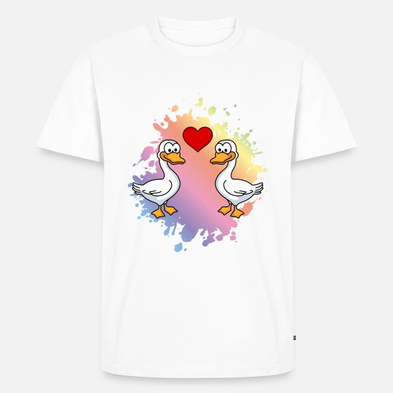 Gans Comic Paar Liebe - Männer Premium Bio T-Shirt - Weiß