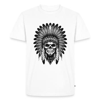 Apache Indian Skull Chief - Men's Premium Organic T-Shirt - white - Front - Nico (187cm)