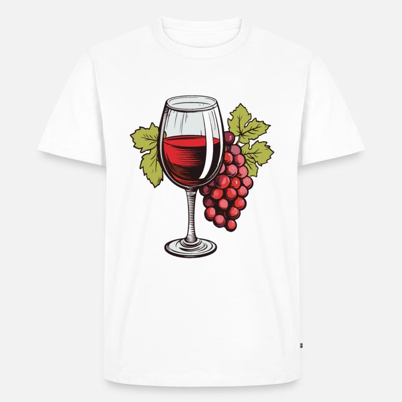 Weinglas Trauben Wein - Männer Premium Bio T-Shirt - Weiß