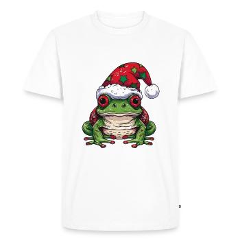 Portrait de grenouille Noël - T-shirt Premium bio Homme - blanc - Devant - Nico (187cm)