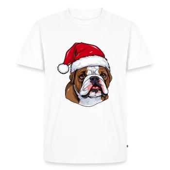Bouledogue chien Portrait Noël - T-shirt Premium bio Homme - blanc - Devant - Nico (187cm)