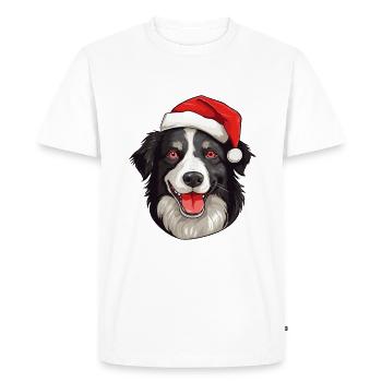 Border Collie chien Noël - T-shirt Premium bio Homme - blanc - Devant - Nico (187cm)