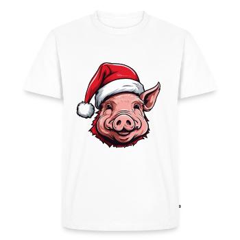 Cochon Noël truie Portrait Noël - T-shirt Premium bio Homme - blanc - Devant - Nico (187cm)