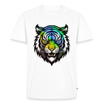 Tête de tigre colorée - T-shirt Premium bio Homme - blanc - Devant - Nico (187cm)