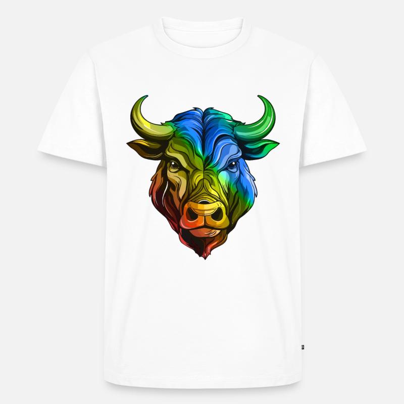Bulle Kopf Taurus Bunt - Männer Premium Bio T-Shirt - Weiß