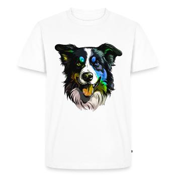 Border Collie Dog Head Colorful - Men's Premium Organic T-Shirt - white - Front - Nico (187cm)