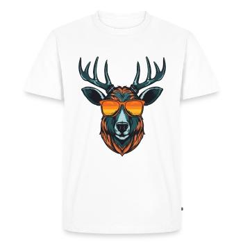 Deer Head Portrait Cool - Men's Premium Organic T-Shirt - white - Front - Nico (187cm)