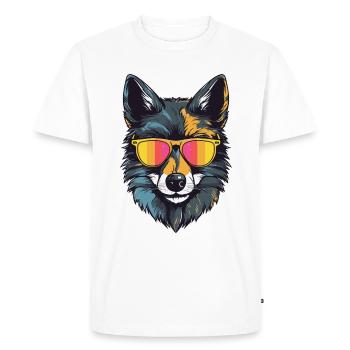 Portrait de tête de loup Cool - T-shirt Premium bio Homme - blanc - Devant - Nico (187cm)