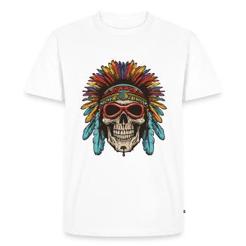 Crâne Apache amérindien - T-shirt Premium bio Homme - blanc - Devant - Nico (187cm)