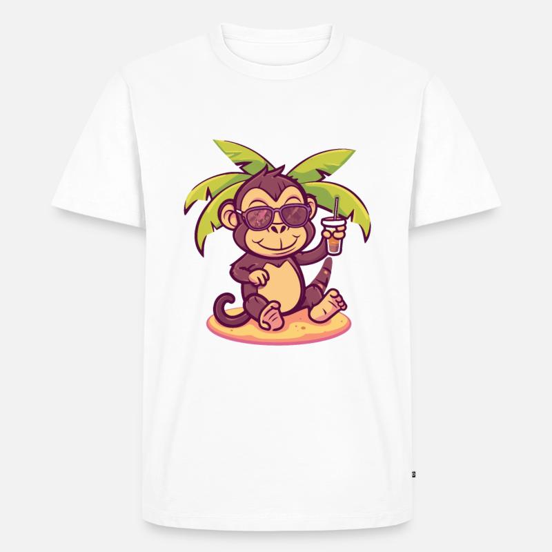Affe Sommer Strand Urlaub - Männer Premium Bio T-Shirt - Weiß