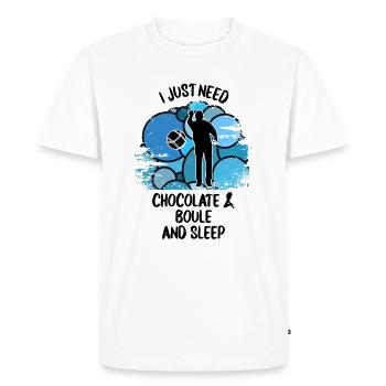 Boule Pétanque Boccia Boules Chocolat - T-shirt Premium bio Homme - blanc - Devant - Nico (187cm)