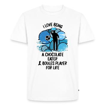 Boule Pétanque Boccia Boules Chocolat - T-shirt Premium bio Homme - blanc - Devant - Nico (187cm)