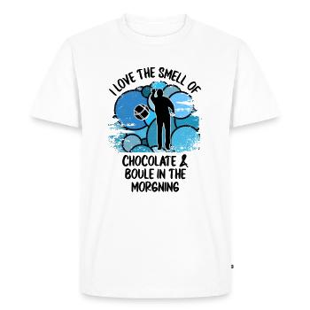 Boule Pétanque Boccia Boules Chocolat - T-shirt Premium bio Homme - blanc - Devant - Nico (187cm)