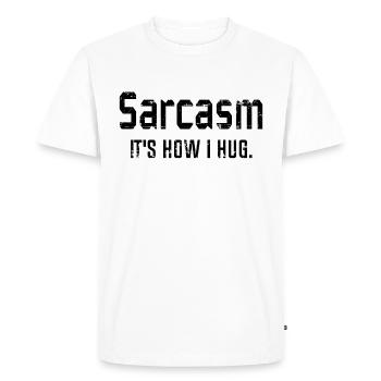 Sarcasme c’est comme ça que j’embrasse, sarcasme, citation sarcastique - T-shirt Premium bio Homme - blanc - Devant - Nico (187cm)