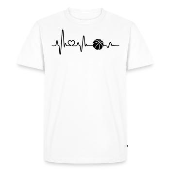 Basket- joueur de basket panier battement de coeur ECG - T-shirt Premium bio Homme - blanc - Devant - Nico (187cm)