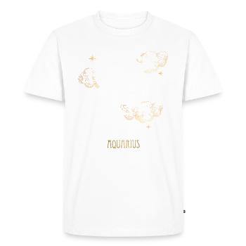 Aquarius Vintage Celestial Map White & Gold - Men's Premium Organic T-Shirt - white - Front - Nico (187cm)