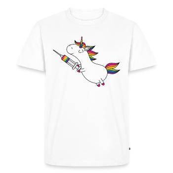 Vaccinated Unicorn Immunicorn - Men's Premium Organic T-Shirt - white - Front - Nico (187cm)