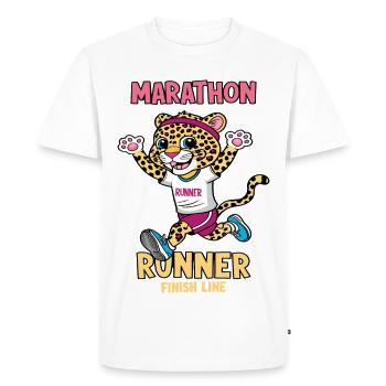 Leopard Marathon Runner - Men's Premium Organic T-Shirt - white - Front - Nico (187cm)