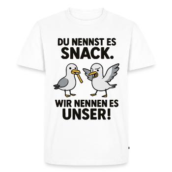 Vous appelez cela une collation. Nous l’appelons la nôtre ! - T-shirt Premium bio Homme - blanc - Devant - Nico (187cm)