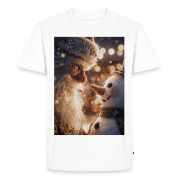Père Noël et bonhomme de neige enneigés - T-shirt Premium bio Homme - blanc - Devant - Nico (187cm)