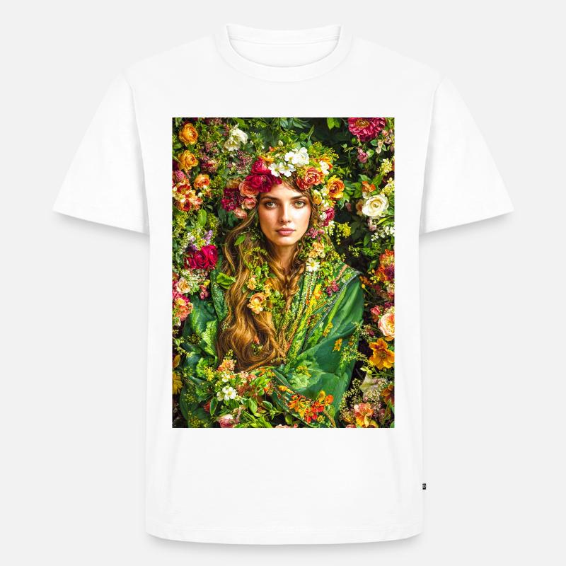 Frühlingsblüte Blumenkrone - Männer Premium Bio T-Shirt - Weiß