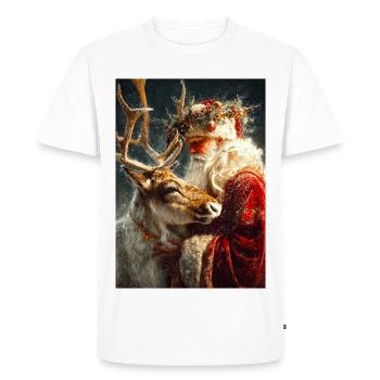 Winter Santa and Reindeer Embrace - Men's Premium Organic T-Shirt - white - Front - Nico (187cm)