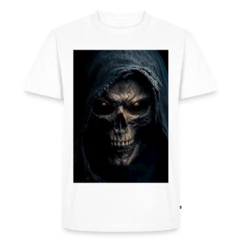Crâne à capuchon Faucheuse - T-shirt Premium bio Homme - blanc - Devant - Nico (187cm)