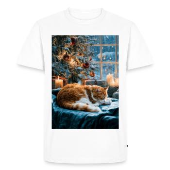 Sieste de chat de Noël douillette - T-shirt Premium bio Homme - blanc - Devant - Nico (187cm)