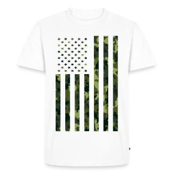 Drapeau des États-Unis Camo Camouflage Armée Militaire - T-shirt Premium bio Homme - blanc - Devant - Nico (187cm)