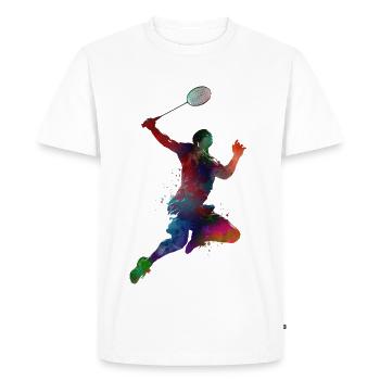 Art sportif #badminton badminton - T-shirt Premium bio Homme - blanc - Devant - Nico (187cm)