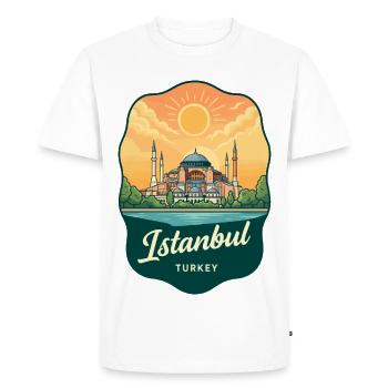 Insigne rétro de voyage d’Istanbul Hagia Sophia - T-shirt Premium bio Homme - blanc - Devant - Nico (187cm)
