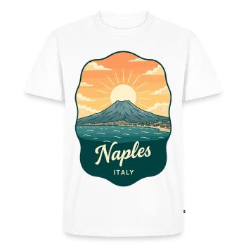Insigne de voyage rétro du mont Vésuve de Naples - T-shirt Premium bio Homme - blanc - Devant - Nico (187cm)