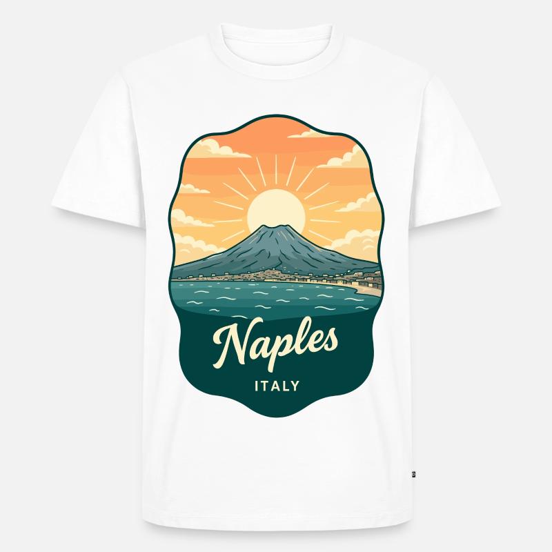 Neapel Mount Vesuvius Retro Reiseabzeichen - Männer Premium Bio T-Shirt - Weiß