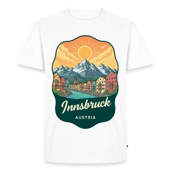 Insigne vintage du coucher du soleil des Alpes d’Innsbruck - T-shirt Premium bio Homme - blanc - Devant - Nico (187cm)
