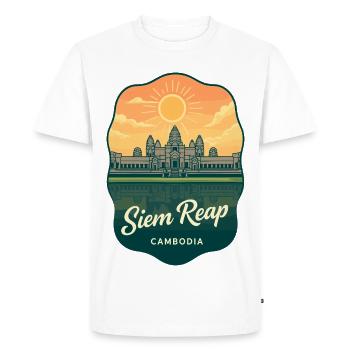 Siem Reap Angkor Wat Vintage Travel Badge - Men's Premium Organic T-Shirt - white - Front - Nico (187cm)