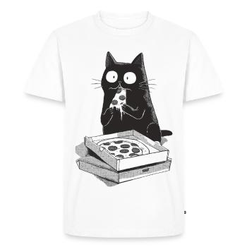 Pizza Cat - Men's Premium Organic T-Shirt - white - Front - Nico (187cm)
