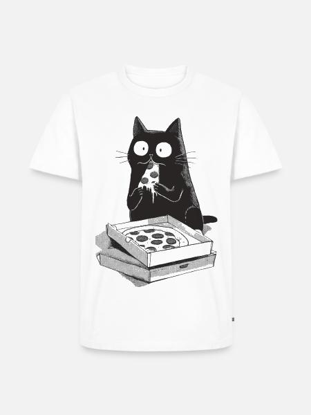 Pizza-Katze - Männer Premium Bio T-Shirt - Weiß